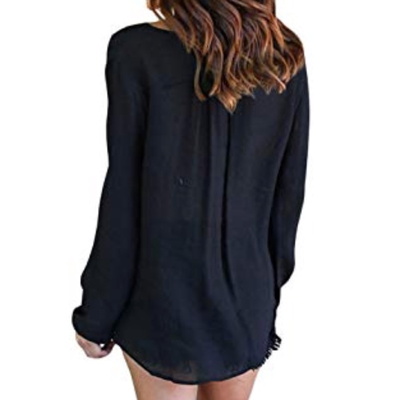 Bird of Paradise Bell Long Sleeve V-Neck Blouse - Picture 3 of 3